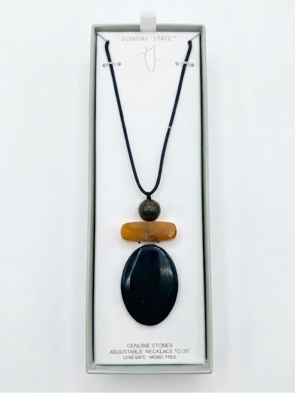 NWT ⚜️🖤⚜️ SUNDAY STATE Genuine Stone Pendant Necklace
